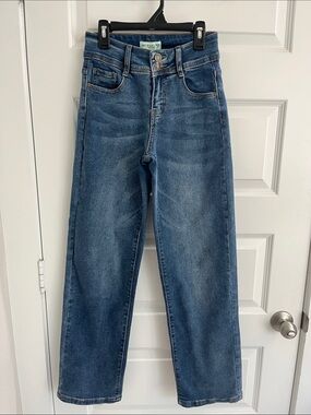 Straight Leg High-Rise Jeans in Medium Blue